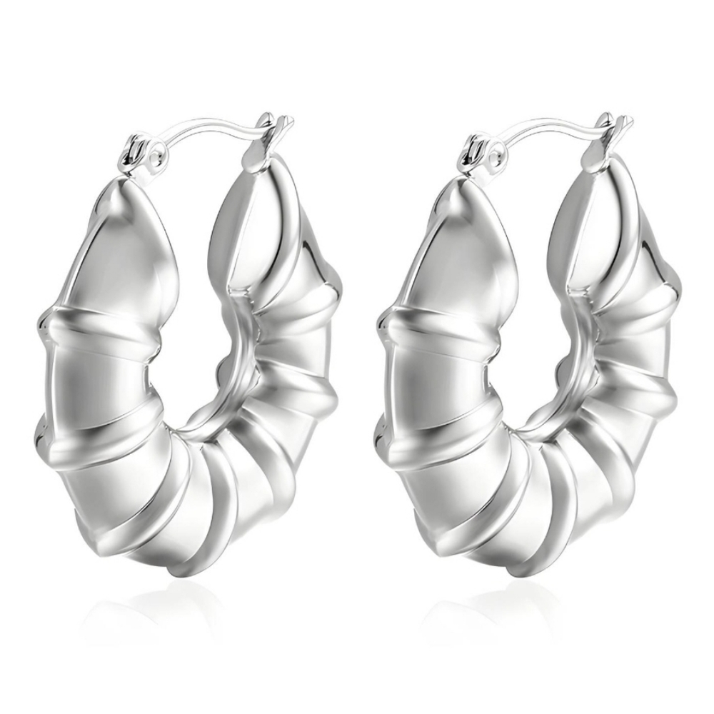 STAINLESS STEEL CHUNKY LIGHTWEIGHT BAMBOO EARRINGS